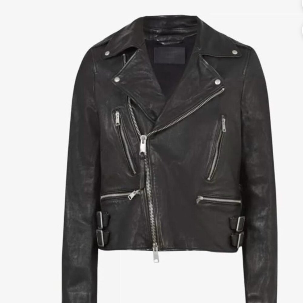 ALLSAINTS Tavis cropped leather biker jacket